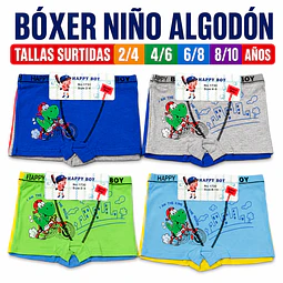 Boxer niño algodón tallas y colores surtidas la docena 