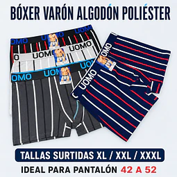 Boxer varón algodón poliéster tallas y colores surtidas la docena 