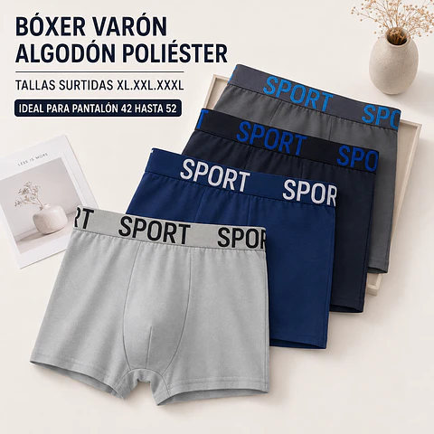 Boxer varón algodón poliéster tallas y colores surtidas la docena