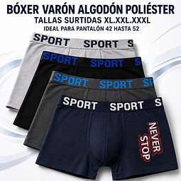 Boxer varón algodón poliéster tallas y colores surtidas la docena