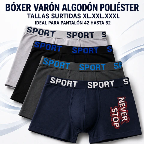 Boxer varón algodón poliéster tallas y colores surtidas la docena