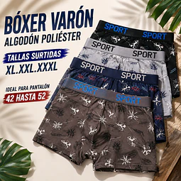 Boxer varón algodón poliéster tallas y colores surtidas la docena