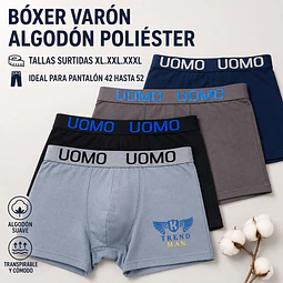 Boxer varón algodón poliéster tallas y colores surtidas la docena