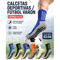  Calcetas deportivas/futbol varón con antideslizantes #A-02 talla única y colores surtidas la docena 