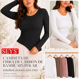 CAMISETA SEYS DAMA BAMBÚ SIN POLAR 3601 DISEÑOS ACANALADO FINO TALLAS Y COLORES SURTIDAS LA DOCENA
