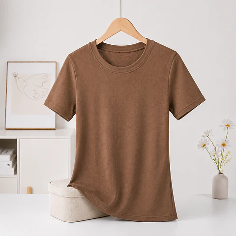 CAMISETA SEYS DAMA BAMBÚ SIN POLAR MANGAS CORTAS 3063 DISEÑOS ACANALADO FINO TALLAS Y COLORES SURTIDAS LA DOCENA