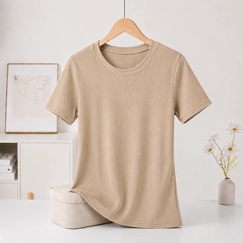 CAMISETA SEYS DAMA BAMBÚ SIN POLAR MANGAS CORTAS 3063 DISEÑOS ACANALADO FINO TALLAS Y COLORES SURTIDAS LA DOCENA