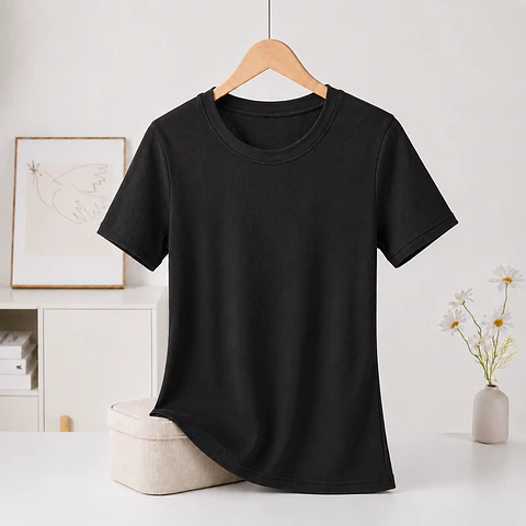CAMISETA SEYS DAMA BAMBÚ SIN POLAR MANGAS CORTAS 3063 DISEÑOS ACANALADO FINO TALLAS Y COLORES SURTIDAS LA DOCENA