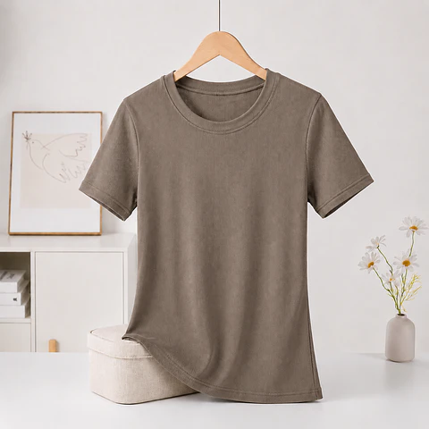 CAMISETA SEYS DAMA BAMBÚ SIN POLAR MANGAS CORTAS 3063 DISEÑOS ACANALADO FINO TALLAS Y COLORES SURTIDAS LA DOCENA