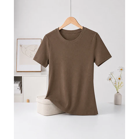 CAMISETA SEYS DAMA BAMBÚ SIN POLAR MANGAS CORTAS 3064 DISEÑOS ACANALADO FINO TALLAS SURTIDAS S/M/L/XL COLORES SURTIDOS POR DOCENA