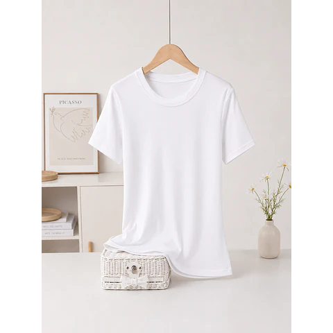CAMISETA SEYS DAMA BAMBÚ SIN POLAR MANGAS CORTAS 3064 DISEÑOS ACANALADO FINO TALLAS SURTIDAS S/M/L/XL COLORES SURTIDOS POR DOCENA
