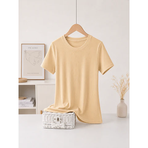 CAMISETA SEYS DAMA BAMBÚ SIN POLAR MANGAS CORTAS 3064 DISEÑOS ACANALADO FINO TALLAS SURTIDAS S/M/L/XL COLORES SURTIDOS POR DOCENA