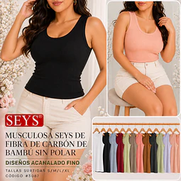 MUSCULOSA SEYS DAMA BAMBÚ 3067 DISEÑOS ACANALADO FINO TALLAS SURTIDAS S/M/L/XL COLORES SURTIDOS POR DOCENA