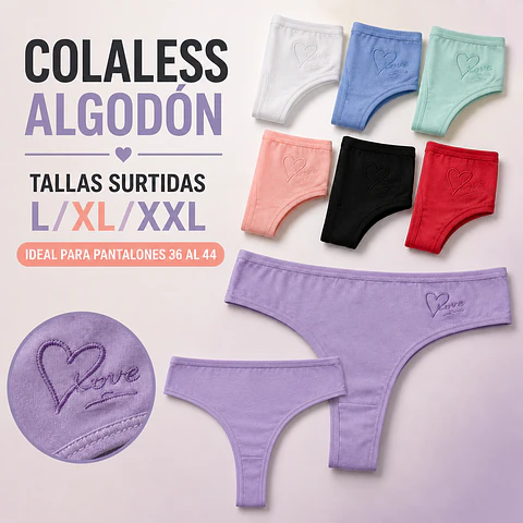 Colaless algodón talla y colores surtidas la docena 
