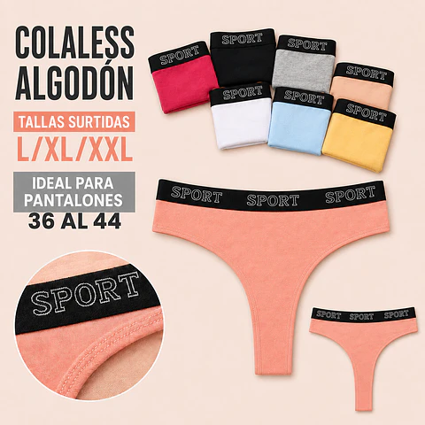 Colaless algodón elástica ancha talla y colores surtidas la docena 