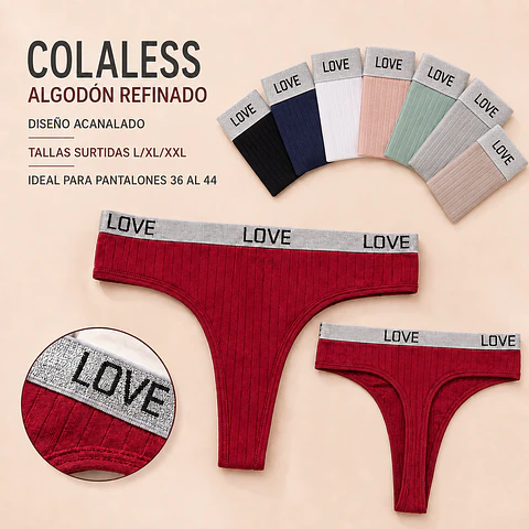 Colaless algodón refinado diseños acanalado elástica ancha tallas y colores surtidas la docena 
