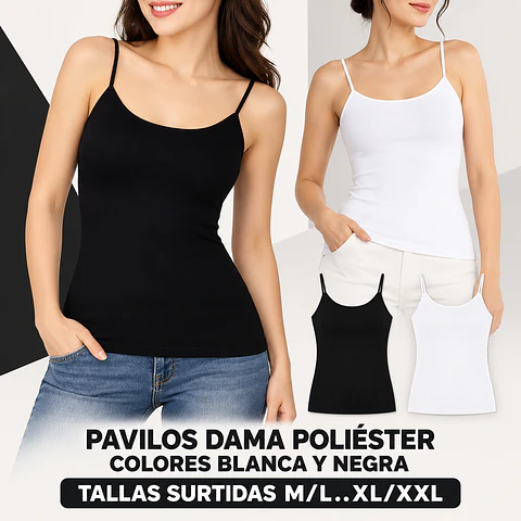 Pavilos poliéster colores Blanco/Negro Tallas y colores surtidas la docena 