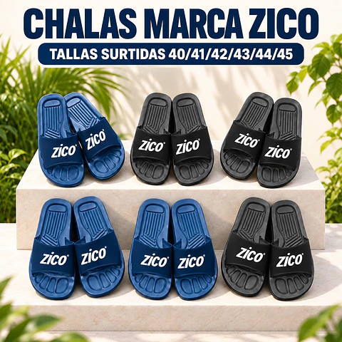 Chalas Marca ZICO Tallas surtidas 40/41/42/43/44/45 y colores surtidas la docena 