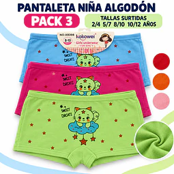 Pantaleta niña algodón tallas y colores surtidas por docena 