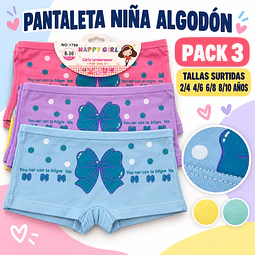 Pantaleta niña algodón tallas y colores surtidas por docena 