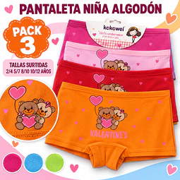 Pantaleta niña algodón tallas y colores surtidas por docena 
