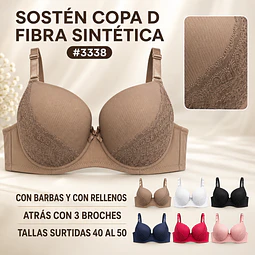 Sostén copa D tallas y colores surtidas la docena 