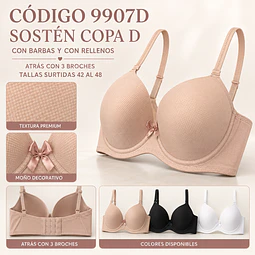 Sostén copa D tallas y colores surtidas la docena 