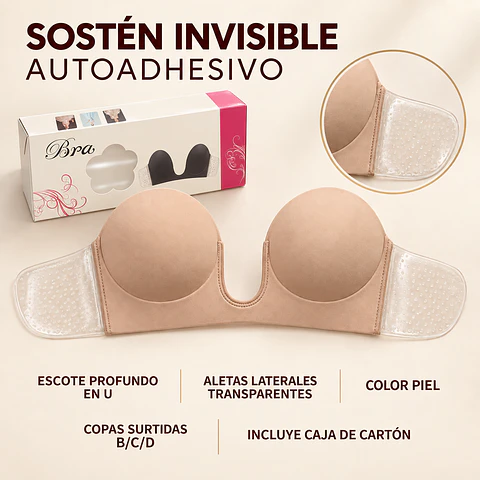Pack 6 Sostén invisible color piel y Copas surtidas 