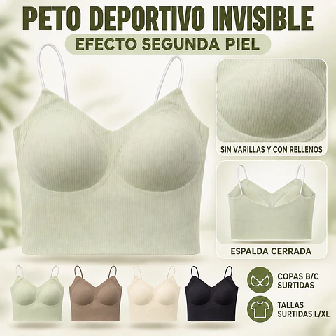Peto deportivo invisible segunda piel copa B/C y tallas surtidas L/XL por docena 
