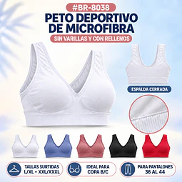 Peto deportivo microfibra copa B/C y talla estándar por docena 