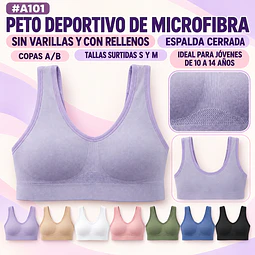 Peto deportivo microfibra copa A/B y tallas surtidas S/M por docena 