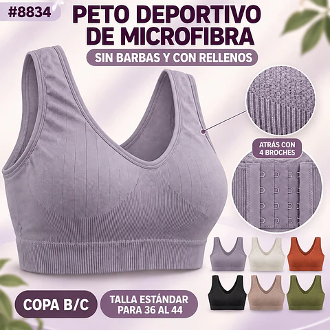 Peto deportivo microfibra copa B/C y talla estándar por docena 