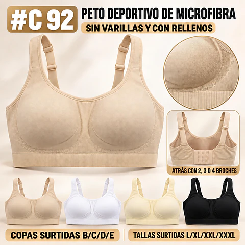 Peto deportivo microfibra copas surtidas B/C/D/E y tallas surtidas por docena 