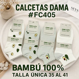 Calcetas dama Bambú #FC 405 Talla única 36/41 y colores surtidas la docena 