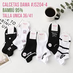 Calcetas dama Bambú #js 204-4 Talla única 36/41 y colores surtidas la docena 