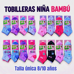 Tobilleras niña bambú talla única 8/10 la docena 