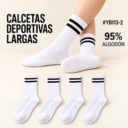 Calcetas deportivas Unisex algodón 95% para pies 31/34 la docena 