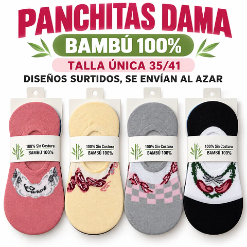 Panchitas bambú dama talla única 35/41 la docena 