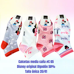 Calcetas Dama media caña #C 05 Disney Original talla única 35/41 la docena 