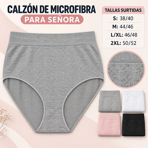 Calzon señora microfibra tallas especiales y colores surtidas la docena  