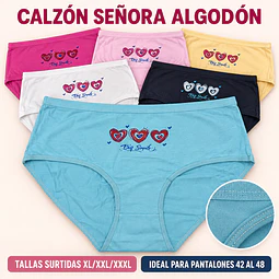 Calzon señora algodón tallas y colores surtidas la docena  