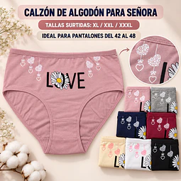 Calzon señora algodón tallas y colores surtidas la docena  
