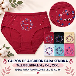 Calzon señora algodón tallas y colores surtidas la docena  