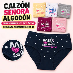 Calzon señora algodón tallas y colores surtidas la docena  