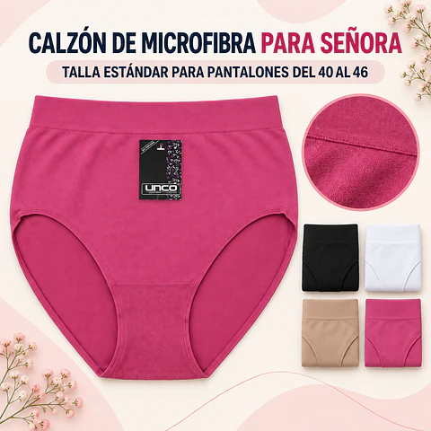 Calzón señora microfibra talla estándar y colores surtidas la docena 