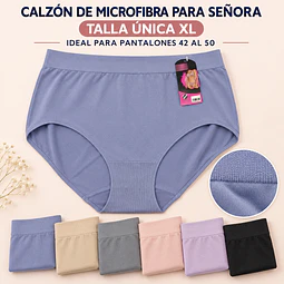 Calzón señora microfibra talla estándar y colores surtidas la docena 