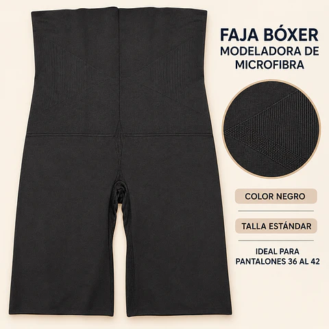 Faja boxer modeladora de microfibra talla estándar y color negro la docena 