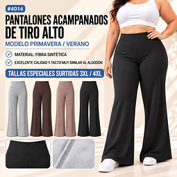 Pantalónes acampanados tiro alto modelo varano y primavera #4014 colores surtidas y tallas especiales la docena 