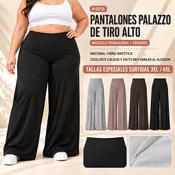 Pantalónes palazzo tiro alto modelo varano y primavera #4016 colores surtidas y tallas especiales la docena 