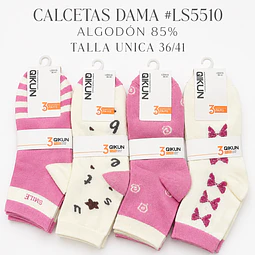 Calcetas dama algodón 85% #LS 5510 Talla única por docena 